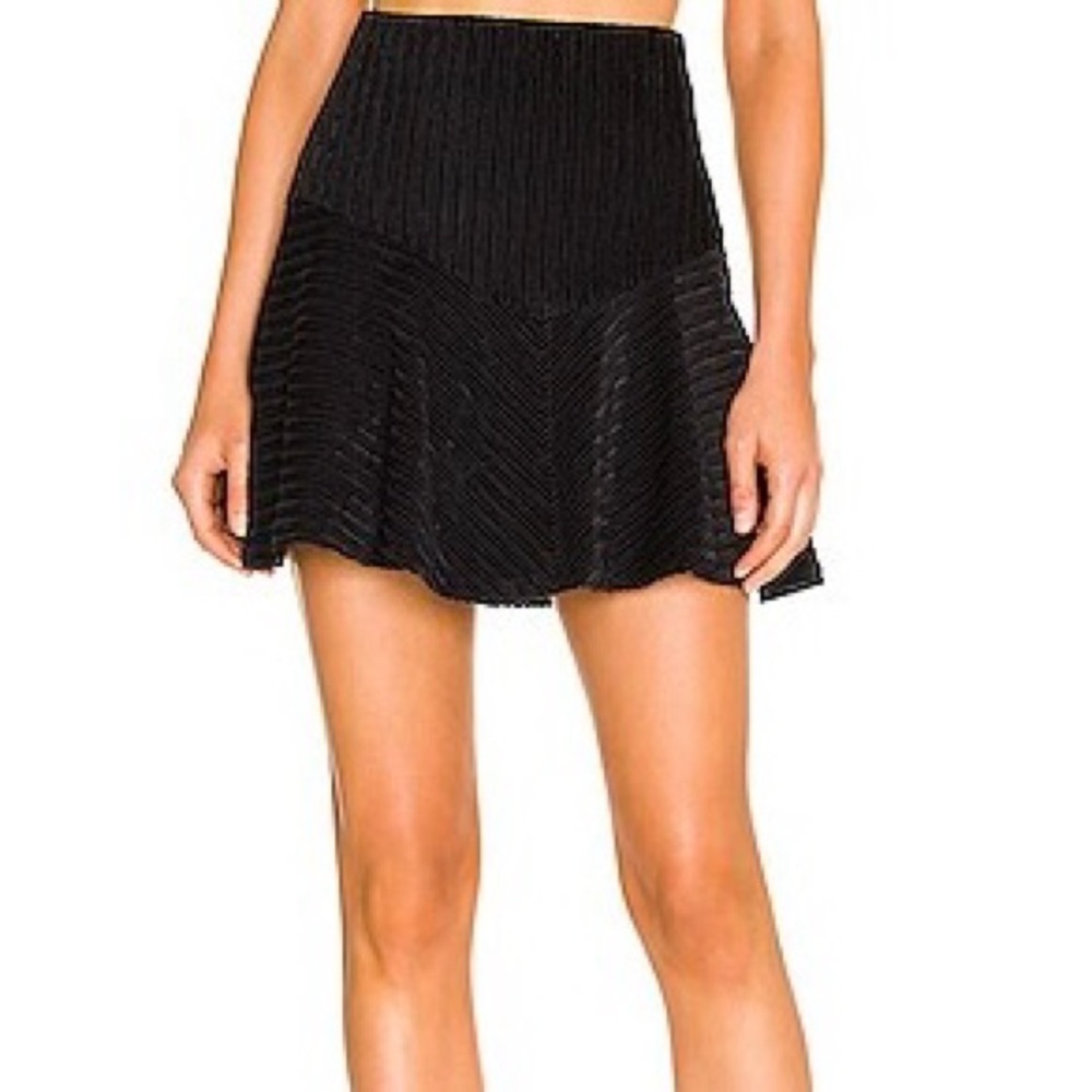 Free People Camden Mini Skirt - Black Ribbed Textured Mini Skirt - Size …